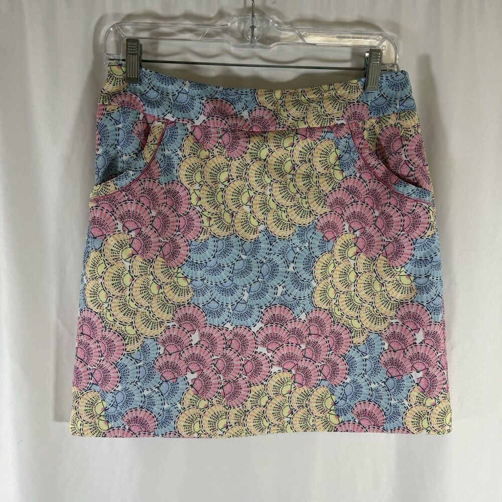 EP New York Skort Skirt Women's Small Blue Pink Lined Pull On Pockets